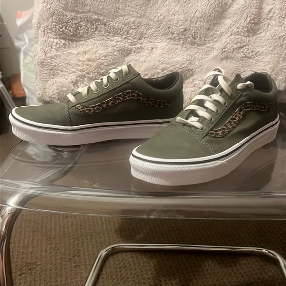 Vans Olive Green and Leopard Print Sneakers - Picture 8 of 8